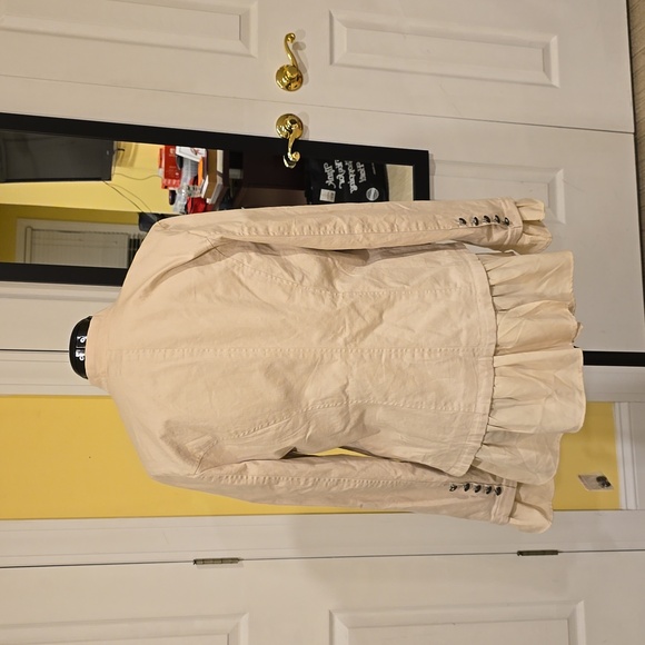 Free People Beige Military Style Jacket Blazer, Size M - Picture 7 of 8